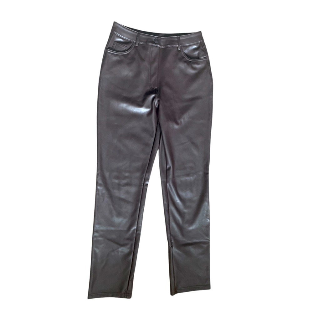 RD  Style Chocolate Brown Vegan Leather Pants, Size Medium, Edgy Sexy Luxury